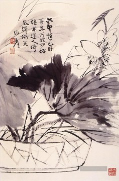 old eating soup Ölbilder verkaufen - Chang dai chien lotus 23 old China ink